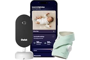 Owlet Dream Duo (3rd Gen) – Medically-Certified Smart Baby Monitor with Sock & HD Video Cam, Tracks Pulse Rate, Oxygen & Sleep, 2K HD Video, Cry & Motion Alerts, Temp Monitoring