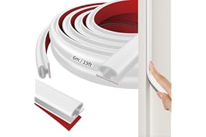 QEERINER Guarnizione Adesiva per Porta e Finestra, 6M D-profilo Insonorizzata Isolante, Gomma per Porte (Bianco)