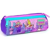 Coral High Pink Purple Ice Cream Three Compartment Pencil Bag - Girl