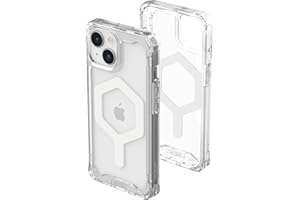 Urban Armor Gear Case Plyo Compatible avec Apple iPhone 15 Plus Coque [Chargement sans Fil/magnétique Compatible, Air-Soft Coins, Bords surélevés] Ice (Transparent) / Blanc