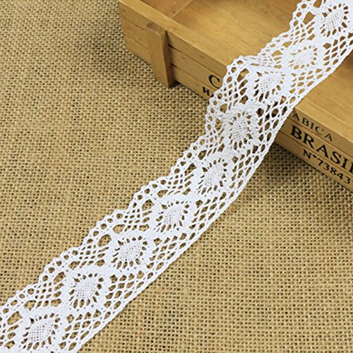 Cotton Spitze Häkel Borte Schleifenband Nähen Basteln 11 Yards (Bleichen) - 4