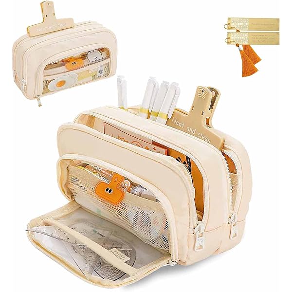 Lolileo Trousse à Crayons En Velours Côtelé - Grande Capacité, Multifonction, Idéale Pour école, Bureau Et Voyage