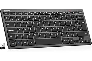 Arteck 2.4G Wireless Keyboard Ultra Slim and Compact Keyboard with Media Hotkeys for Computer Desktop PC Laptop Surface Smart TV and Windows 11/10/8/7, Black