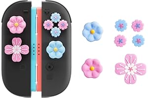 JEMDO Joystick nakładki kompatybilne z Nintendo Switch 2 (2025) – zestaw 7 szt. silikonowych uchwytów na kciuki, antypoślizgowe nakładki na sztyfty, nadają się do sterowania Joy-Con, różowe i
