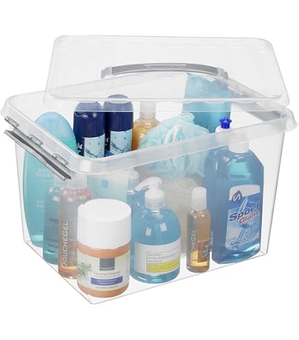 SUNWARE Q-Line Box 62 Liter – Transparente Aufbewahrungsbox Mit Rotem Deckel (600x400x340 Mm)