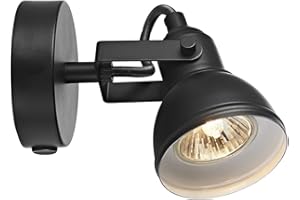 Happy Homewares Unique Industrial Designed Matt Black Switched Wall Spot Light