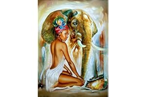 DCIDBEI 40x50CM Peinture Diamant 5d Complet Carré Adultes, Diamond Painting Femme Sexy,DIY Cristal Art kit Complet éléphant Pour Enfants,Décor Murale d'intérieur Avec Outils-Femme Africaine