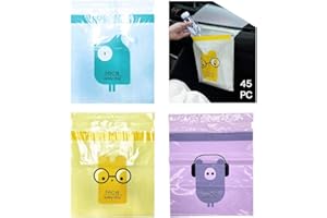 WHATUNEED Sac de poubelle de la voiture 45PCS, sacs à ordures automatiques jetables pour la litière, poubelle commode portative étanche de grande capacité pour la voiture, le bureau et la maison