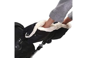 Kyowoll Guanti Passeggino - Scaldamani Guanti Antigelo per Carrozzina, Manicotto con Interno in Pile Proteggi-mani Universale Guanti Senza Dita (Nero)