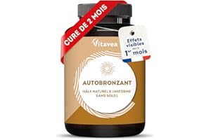 Autobronzant Gélules - Efficacité Prouvée Dès 1 Mois - Pigments Naturels - Hâle Naturel & Uniforme Sans Soleil - Effet Bonne Mine & Bronzage Progressif - Cure 2 Mois - Fabriqué en France - Vitavea