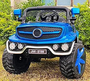 GettBoles Dafari 4x4 Baby Toy Car to Drive, Electric Rechargeable 12V Battery Operated Ride on Car Jeep for Kids with Music, R/C, Led Lights. Age 1-6 Years (4x4 Blue)