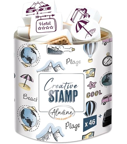 Tampon Naissance Aladine 'Made With Love' - Support Bois 3.5x3.5cm - Pour Faire-Part Et Scrapbooking