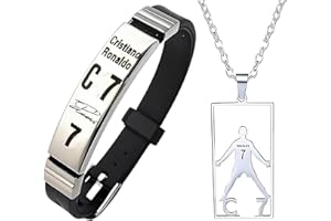 BEOTNP 2PCS Football Gifts for Boys, Ronaldo Gifts for Boy, CR7 Gift for Boys, Adjustable Necklace and Bracelet Set, Champions League Football Accessories for Men and Kids