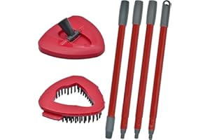 YUUNAIE Accesorios para Fregonas Cabezas de Fregona de Repuesto, Recambios de Mopas para Vileda Turbo Juego de Cabezal de Microfibra, Base, Cepillo y Mangos de Repuesto para EasyWring Spin Mop (4Rojo)