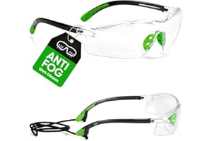SAFEYEAR Occhiali Protettivi da Lavoro Uomo Trasparenti con Lenti antiappannamento - SG003GN Laboratorio Chimico Antiappanno Occhiale Protettivi Occhiali Di Protezione CE EN166 Colore Verde