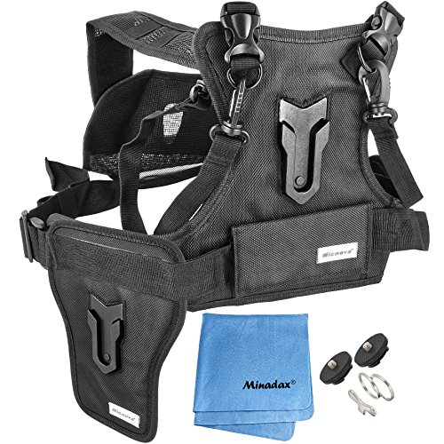 Minadax® MQ msp01 Caméra Universel Appareil photo Harnais Sangle professionnelle-Gilet Harnais pour Event Photographes et Reporter - avec chiffon de nettoyage - jusqu'à 15 kg