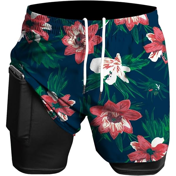 HMIYA Short 2 en 1 Homme Sport Shorts de Course Séchage Rapide Double