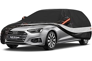 Holthly 10 Schichten Autoabdeckung Kombi 100% Wasserdicht,Auto Abdeckplane für Vollgarage.Autoplane Passend für Audi A4 Avant,VW Passat Estate,Octavia Combi,BMW 3er Touring.Autogarage Schwarz C13