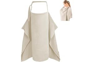 TYRZOL Breastfeeding Cover Nursing Cover Cotton Super Soft Nursing Breast Feeding Coverall Adjustable Strap Breathable Breastfeeding Cover for Breastfeeding Multi Use Car Seat Stroller Cover (Khaki)