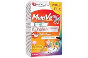 Forté Pharma - Multivit Kids | Complément Alimentaire Forme - Tonus - Enfants de 5 ans et plus - 12 Vitamines, 7 Minéraux - Gelée Royale, Calcium, Vitamine C | 60 comprimés à croquer
