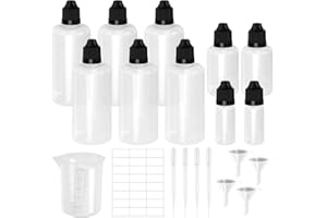 Nswayy 6 Stück Tropfflasche 100ml, 2x 30ml Leer Plastikflaschen 2x10 ml Reiseflasche Liquidflaschen Quetschflaschen mit 4x Trichter 4x 100 ml Messbecher Etiketten Transfer Pipette
