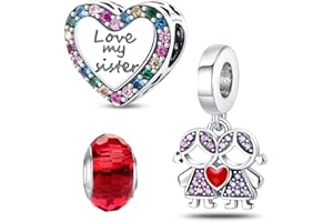 HappyStar charm argento 925,bead charm da donna, ciondolo combinato, I migliori regali per Sorelle e coppie, (perline distanziatrici incluse)
