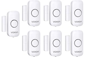 VOXON Alarme Porte et Fenêtre, Mode d'Alarme de Chime 2-en-1, Alarme de Maison Facile à Installer, Magnetic Window Door Burglar Alarm with 100dB Loud for Kids Safety Home Shop Security(7 unités)