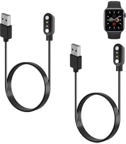 Lot De 2 Câbles De Charge Magnétique Pour Montre HIRREO FV13-C - 1.85m, USB, Solide Et Durable