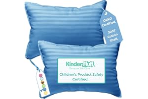 kinder Fluff Toddler Pillows (2pk) - The only Pillow for Kids 300T Cotton Shell & Down Alternative Fill - Machine Washable, I