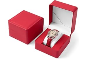 YekouMax Uhrenbox herren, Aufbewahrungsbox für smartwatch und armbanduhren, PU Leather Gift Box for Watch, Jewellery, Birthda, Boyfriend, Men and Women (1, Rot)