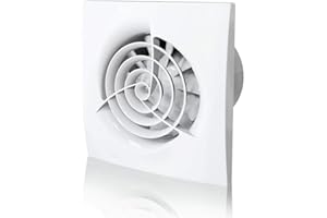 Fantronix WISPA Light Switch Activated and Run-on-Timer Function Bathroom Extractor Fan. 150x150x23mm External Size, 100mm / 4 inch diameter vent. Energy efficient and Long Lasting Motor – White