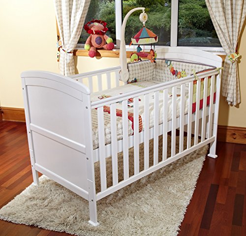 POPPY'S PLAYGORUND NEW BABY PENELOPE LUXURY COT BED & SAFETY SPRUNG MATTRESS-COTBED/JUNIOR BED - WHITE