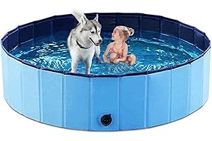 SHOKAN Hundepool für Haustiere und Kinder,(80 x 20cm) Faltbares Hundeschwimmbad PVC rutschfeste Badewanne Stabile Kinder Haustier Hund Planschbecken für Garten Patio Badezimmer