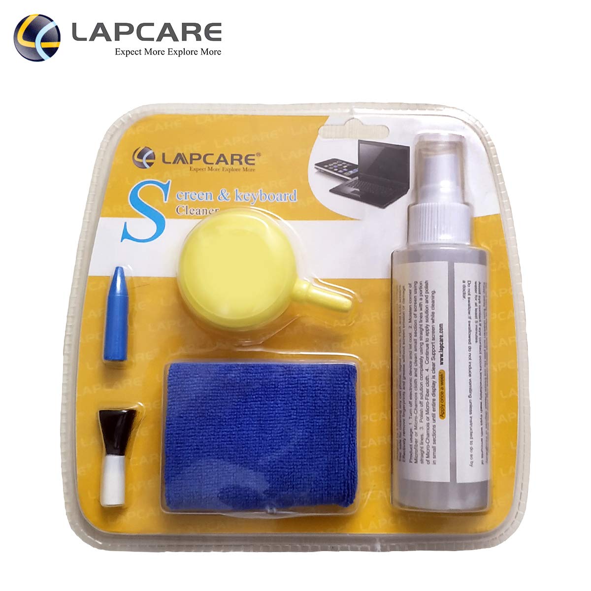 LAPCARE 5in1 Screen Cleaning Kit with Suction Balloon for PC, Laptops, Monitors, Mobiles, LCD, LED, TV/Professional Quality/Prevents Static Electricity, 125ml with Micro Fiber Cloth & Compact Brush