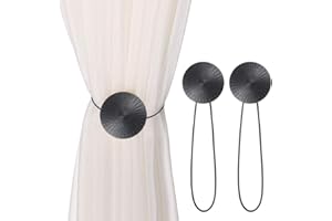 ‎INHDBOX Magnetische Vorhang Raffhalter, Sektor Vorhang Clips Seil Rückwärtige Vorhangschnalle Vorhang Binder Gardinenhalter für Home Office Coffee Dekoration 2 Stück - Starkem Magneten (Schwarz)