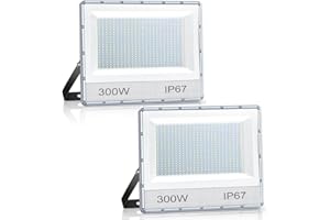 ANNIFUNLY Focos LED Exterior 300W 30000LM, 2 Piezas Floodlight 7000K Blanco Frío, Proyector LED Exterior IP67 Impermeable Foco Proyector LED, Luz Exterior para Jardín,Patio,Trasero, Garaje