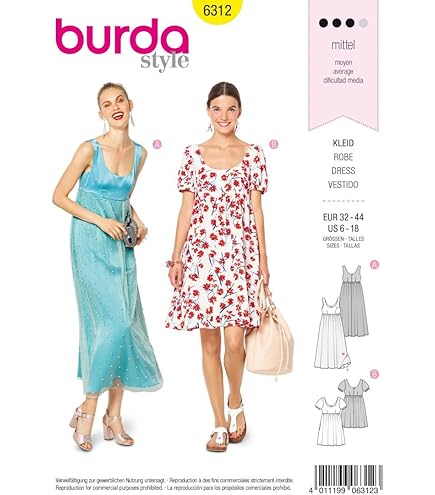 Patron De Couture BURDA 6896 - Robe/Tunique Fluide, Tailles 46 à 54, Occasion (Copie Couleur)