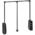 Emuca - Hang pull down wardrobe rail lift, adjustable width 32,6-45,27 inch (830-1150mm), Steel and Plastic, Black