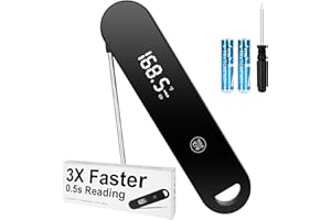 PTUI Fleischthermometer Bratenthermometer Digitales Grillthermometer Thermometer Kochen Küchenthermometer mit 0.5s Sofortiges Auslesen Langer Sonde und LCD Bildschirm Auto ON/Off für Küche Grill BBQ