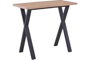AINPECCA Bar Table Breakfast Counter Table with Oak effect top and Metal Legs Industrial Style Coffee Kitchen (120x60x104cm)