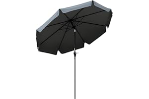SOLD BY MHSTAR Outsunny 2.7m Patio Parasol Garden Umbrellas Outdoor Sun Shade Table Umbrella with Tilt, Crank, 8 Ribs, Ruffles