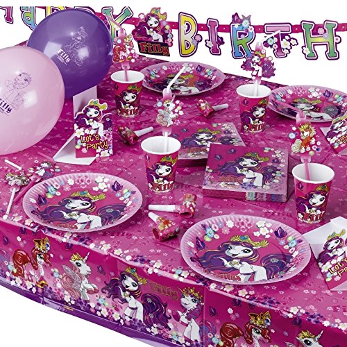 1x große Tischdecke * FILLY * vom Riethmüller // Geburtstag Kinder Kindergeburtstag Party Kinderparty Tablecover Cover Motto Deko Einweg Mädchen Pink Rosa Pferde Ponys - 2
