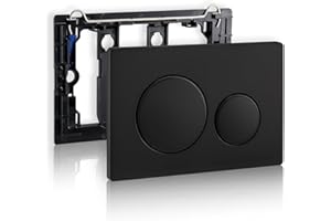 Empyreal piastra di Ricambio per Pannello Frontale del Cassetta del WC, con Set di Aste di Scarico e Telaio di Fissaggio, Per Geberit Sigma 20 Serie 115.882, Doppio Scarico, 1 Pezzo (Nero)