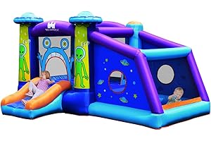 COSTWAY Alien Hüpfburg aufblasbar, Springburg, Hüpfschloss mit Rutsche und Spiel Bereich, Spielburg für Kinder 331x258x178cm