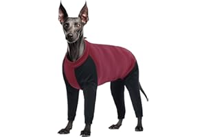 PUMYPOREITY Onesie para Perros, Pijama Pequeño, Body Postoperatorio, Ropa Suave, Quirúrgico, Jumpsuit Sweatshirts para Perros Pequeños Medianos (Rojo, L)