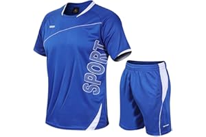 Adixun Boys Football Kits Kids Sports Football Jersey Sets Children Football Training Shorts and T-shirt Sets Gym Tennis School Pe Kits