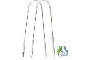 Brencco 2PCS Tongue Scraper, Stainless Steel Tongue Cleaners to Improve Oral Hygiene, Suitable for Adults