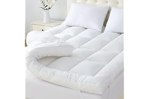 Luxevoir® Mattress Topper Double Bed 4 Inch/10cm – Soft, Hotel Quality Hypoallergenic Breathable Quilted Double Mattress Toppers – Microfiber Doubles Bed Topper Elastic Bands Up To 40cm (137x190+10cm)