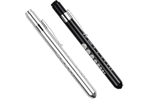 Jinlaili 2 Piezas Luz de Pluma Médica Reutilizable,Linterna de diagnóstico para pupila médica,Linterna Enfermera con Clip de Bolsillo,para enfermeras,médicos(Negro Plateado)