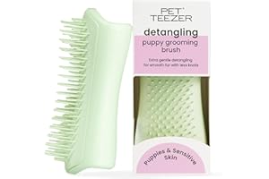 Tangle Teezer Pet Teezer, Brosse de Toilettage Douce pour Chiot, Idéale pour Les Chiots et Les Chiens à la Peau Sensible et au Poil Délicat, Menthe